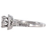 14K White Gold Diamond Floral Design Engagement Ring