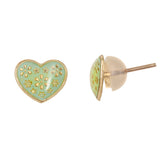 10K Solid Gold Resin Green Heart Earrings