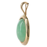 14K Solid Yellow Gold Green Jade Pendant