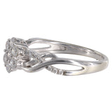 14K White Gold Round Diamond Floral Ring