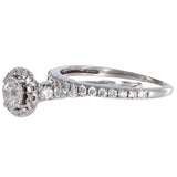 14K White Gold Diamond Cluster Engagement Wedding Band Ring