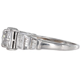 14k White Gold Diamond Princess Cut Cluster Engagement Ring