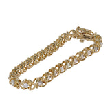 14K Yellow Gold Diamond X Design Tennis Bracelet 2.50Ctw