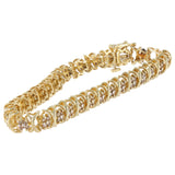 Pulsera de oro macizo amarillo de 10 k y diamantes de 0,80 CTW