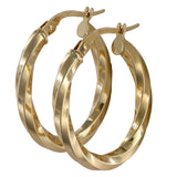 14K Yellow Gold Twisted Oval Hoop Earrings