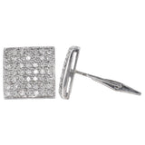 14K White Gold Cluster Diamond Cuff Links