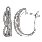 10K White Gold Diamond Twisted Huggies Earrings