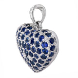 18k White Gold Sapphire and Diamond Heart and Playing Card Motif Pendant