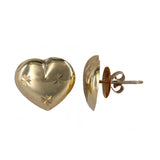 14k Yellow Gold Heart Shaped Stud Earrings