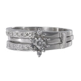 14k White Gold Diamond Wedding Ring with Enhancer