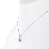 14K White Gold Diamond Floral Pendant Dainty Box Link Chain Necklace 0.16Ctw