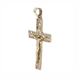 14k Yellow Gold Diamond-Cut Jesus Christ Cross Pendant 1.9"