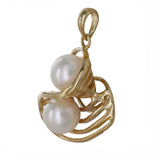 18K Yellow Gold Double Pearl Pendant