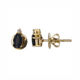 14K Yellow Gold Diamond And Onyx Stud Earrings