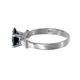 18K White Gold Sapphire Pear Cut And Diamond Ring