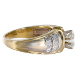 14K Yellow Gold Diamond Contemporary Vintage Round And Baguette-Cut Ring 2.13Ctw