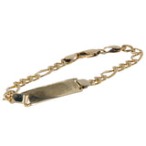 14K Yellow Gold Figaro ID Bracelet Perfect for Small Wrists or Kids