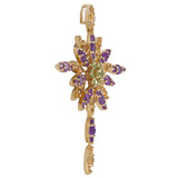 14K Yellow Gold Amethyst, Citrine And Peridot Cross Star Pendant