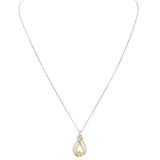 10K Two Tone Solid Gold Curb Link Chain Diamond Pendant