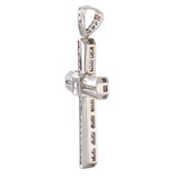 14k White Gold Diamond Cross Religious Pendant