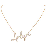 Collar de oro macizo de 14 quilates con nombre personalizado y diamantes "Arlyn"