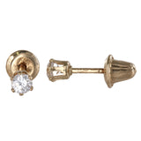 14K Yellow Gold Cubic Zirconia Tiny Dainty Studs