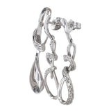 10k White Gold Diamond Twisting Knot Pendant and Drop Earring Jewelry Set