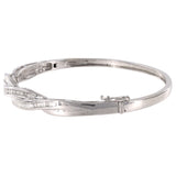 14K White Solid Gold Diamond Bangle Bracelet