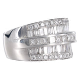 14K White Gold 83 Diamonds 5 Row Wide Band Ring