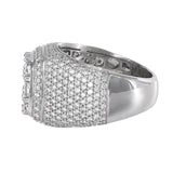 10K White Gold Diamond Cluster Signet Ring For Men 3.35Ctw