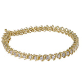 Pulsera de eslabones en forma de S de tenis con diamantes en oro amarillo de 14 k, 2,25 quilates