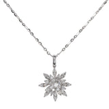 18K White Gold Diamond Cluster Ring And Necklace Set