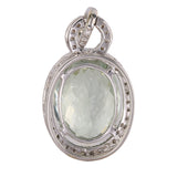 14k solid yellow gold genuine clear quartz pendant with Diamonds