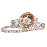 14k Two Tone Solid Gold Princess Floral Diamond Engagement Ring