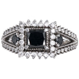 10k White Gold Black And White Diamonds Ring Set