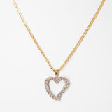 10K Two Tone Solid Gold Heart Charm Pendant