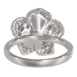 14k White Gold Channel Set Rose Diamond Floral Engagement Ring