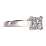 Anillo de oro blanco de 14 quilates con diamantes para mujer, 0,42 quilates