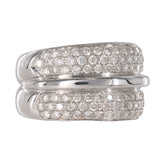 18K White Gold Wide Multi Row Cluster Diamond Band Ring