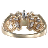 14K Yellow Gold Marquise Diamond Center And Baguettes Accents Ring