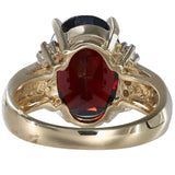 14K Yellow Gold Garnet Center Stone Diamond Ring