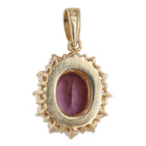 14K Yellow Gold Oval Big Amethyst And Cubic Zirconia Halo Charm Pendant