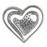 Colgante de dos corazones con diamantes en oro blanco de 18 quilates