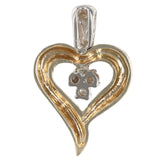 14K Two-Tone Solid Gold Diamond Heart Pendant