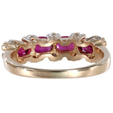 14K Yellow Gold Diamond And Ruby Vintage Band Ring