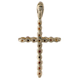 Colgante de cruz de rubí y diamante de talla única en oro amarillo de 14 k