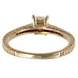 14K Yellow Gold Diamond Princess Cut Engagement Ring adorned with side accents 0.70Ctw