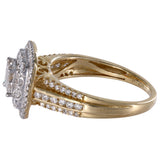 10K Two-Tone Gold Diamond Cluster Engagement Ring And Wedding Band Set