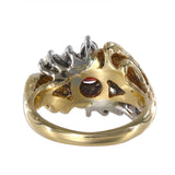 14k Yellow Gold Diamond and Oval Ruby Cocktail Ring