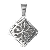 18K White Gold Diamond Cluster Square Pendant